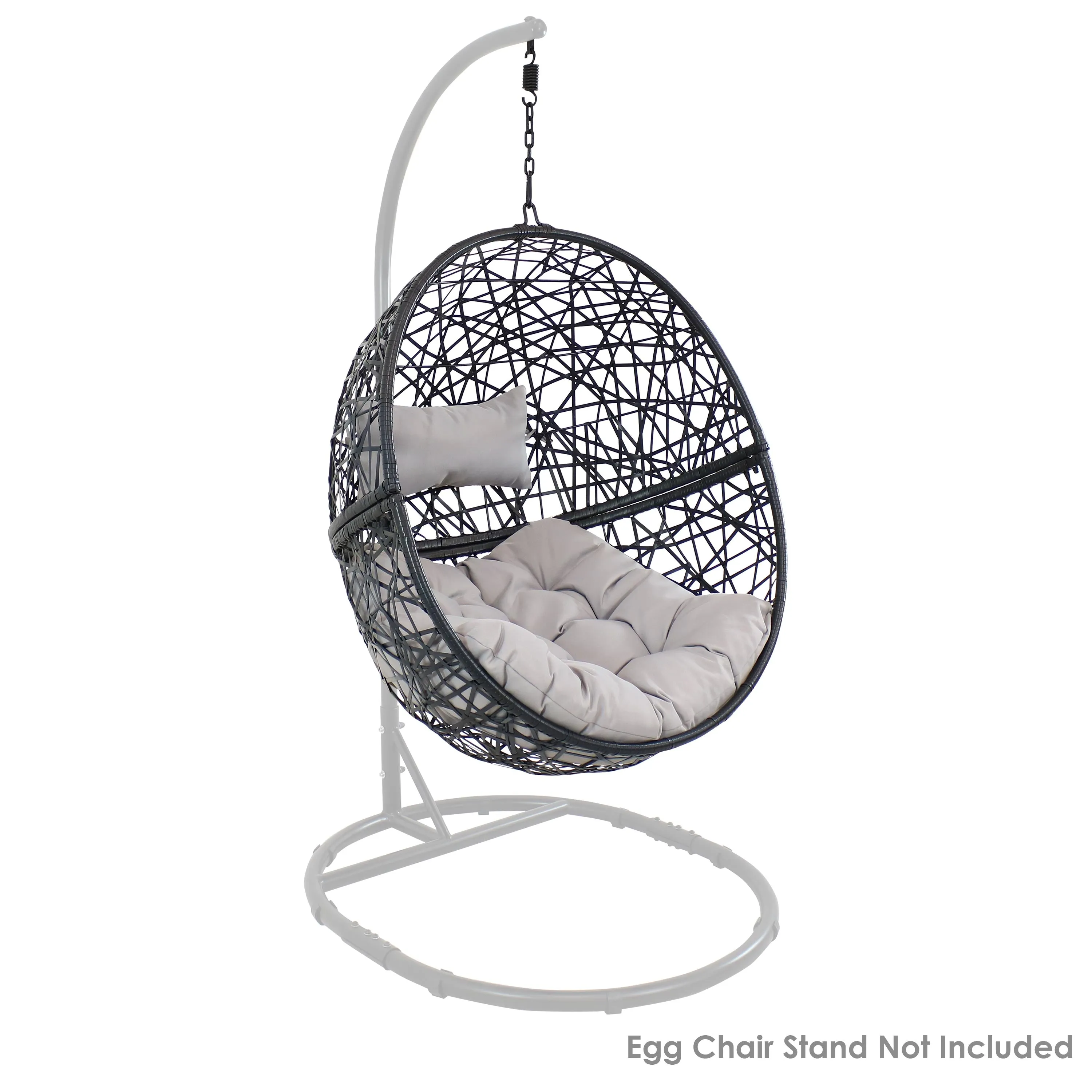 Sunnydaze Jackson Outdoor Hanging Resin Wicker Egg Chair with Cushion