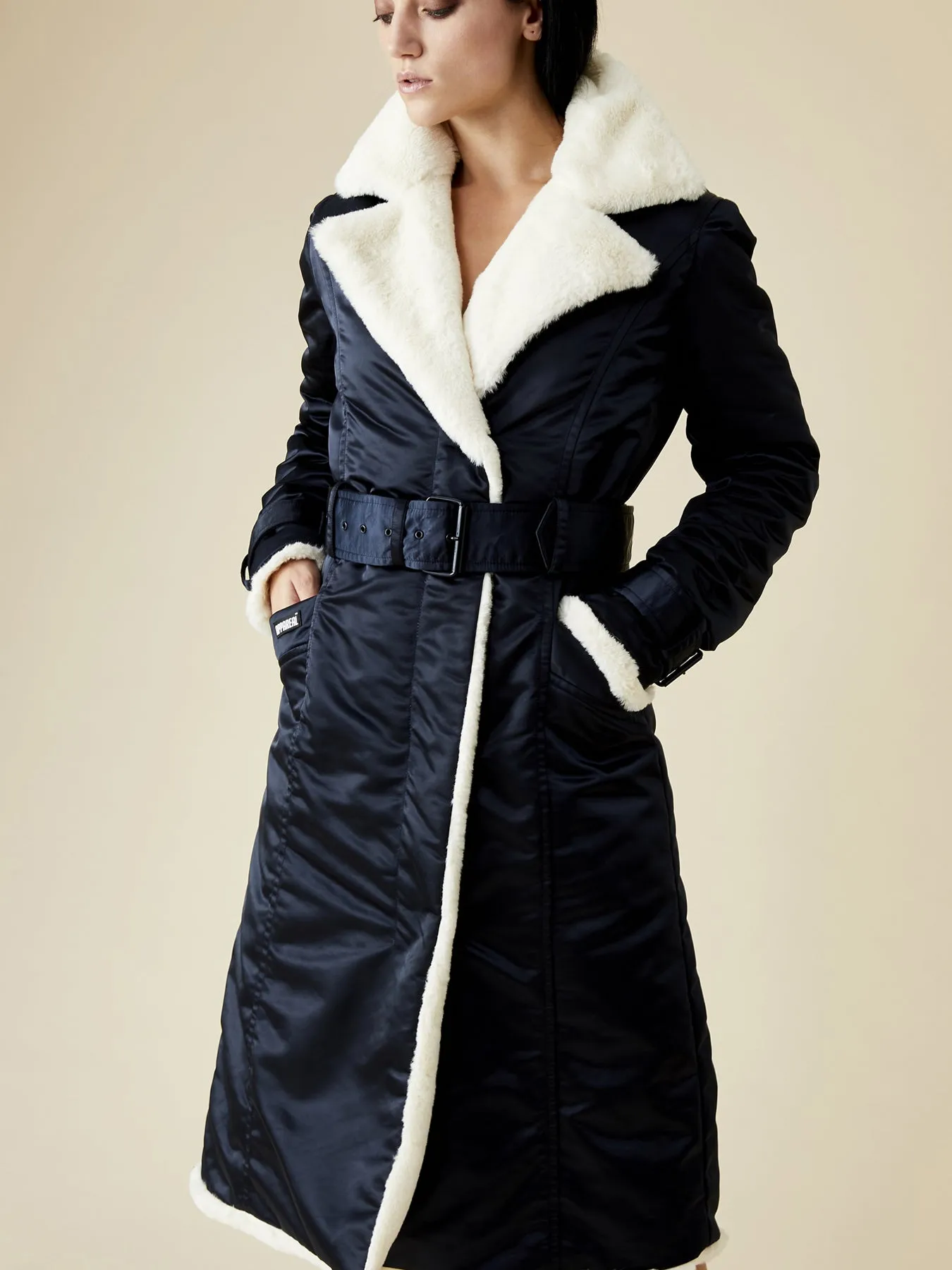 Teddy Faux Fur Coat, Navy