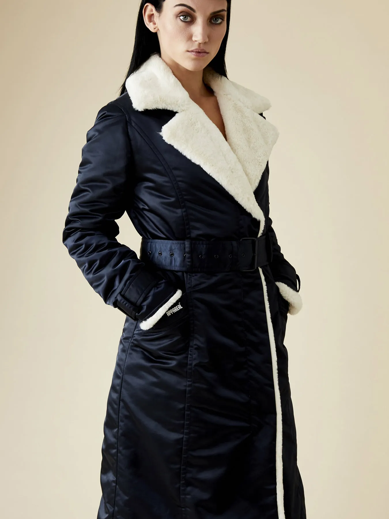 Teddy Faux Fur Coat, Navy