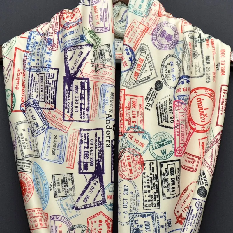 Traveler scarf, Infinity Scarf with passport stamps,  Flight attendant gift, Travel Agent gift