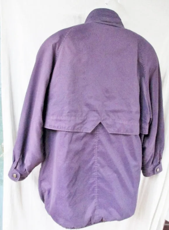 Vtg EURO COUTURE RABBIT FUR LINING jacket coat parka PURPLE 38 M 8