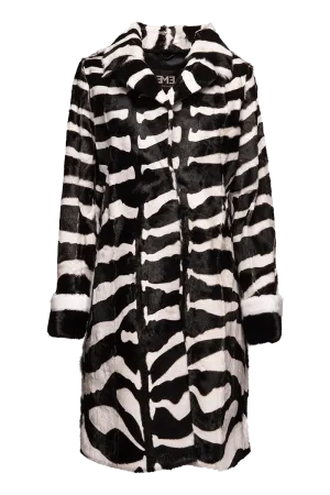 Zebra Print Horizontal Kidskin & Mink Fur Coat